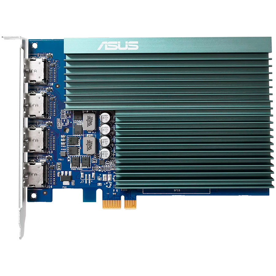 ASUS Video Card NVidia GeForce GT 730 2GB GDDR5 [GT730-4H-SL-2GD5] VGA with 4 HDMI ports and passive cooling to enable quiet multi-monitor productivity, PCIe 2.0, 4xHDMI 1.4b