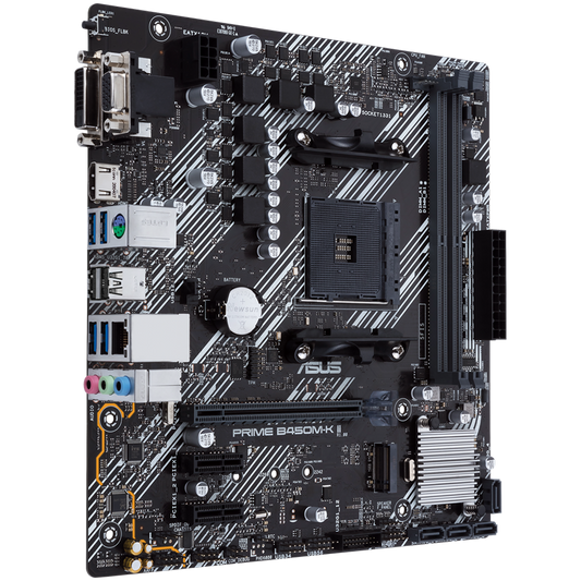 ASUS PRIME B450M-K II AM4 mATX MB - AMD B450 2xDIMM DDR4 1xM.2 4xSATA PCIe 3.0 1Gb Ethernet 1xD-SUB 1xDVI-D 1xHDMI