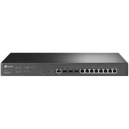 TP-Link ER8411 Omada VPN Router with 10G Ports, 1× 10G SFP+ WAN Port,1× 10G SFP+ WAN/LAN Port,1× Gigabit SFP WAN/LAN Port, 8× Gigabit RJ45 WAN/LAN Ports, 2× USB3.0 port,Integration with Omada SDN Controller,Dual Power Supply,Load Balance,Link Backup