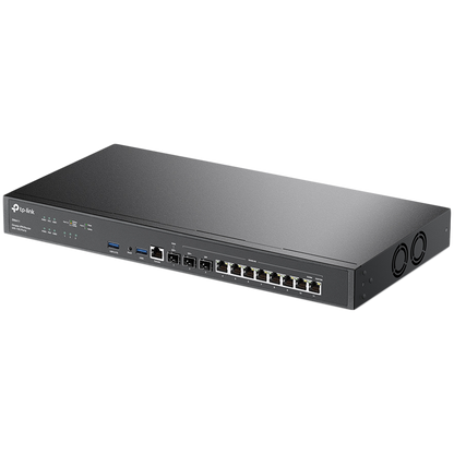 TP-Link ER8411 Omada VPN Router with 10G Ports, 1× 10G SFP+ WAN Port,1× 10G SFP+ WAN/LAN Port,1× Gigabit SFP WAN/LAN Port, 8× Gigabit RJ45 WAN/LAN Ports, 2× USB3.0 port,Integration with Omada SDN Controller,Dual Power Supply,Load Balance,Link Backup