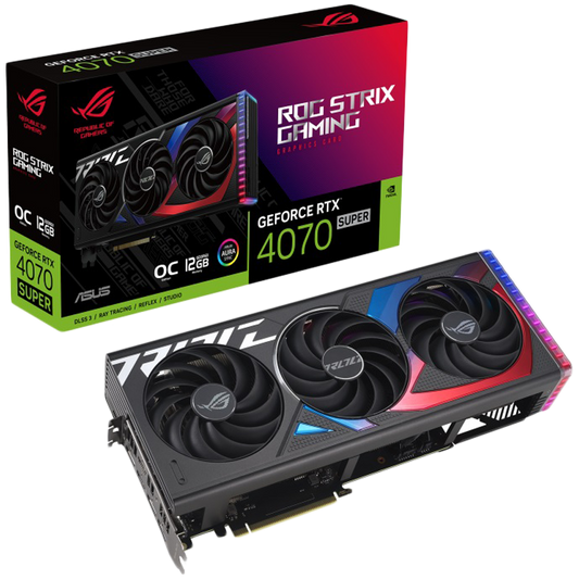 ASUS Video Card Nvidia ROG Strix GeForce RTX 4070 SUPER OC Edition 12GB GDDR6X VGA with DLSS 3 and chart-topping thermal performance, PCIe 4.0, 2xHDMI 2.1a, 3xDisplayPort 1.4a