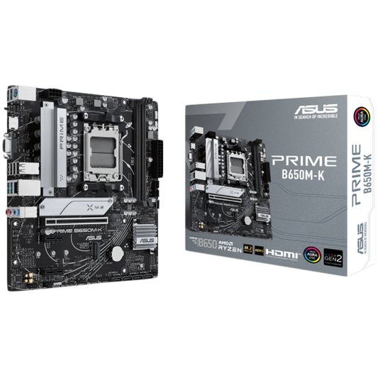ASUS PRIME B650M-K AM5 mATX MB - AMD B650 2xDIMM DDR5 2xM.2 4xSATA PCIe 4.0 2.5Gb Ethernet 1xD-SUB 1xHDMI with Aura Sync support