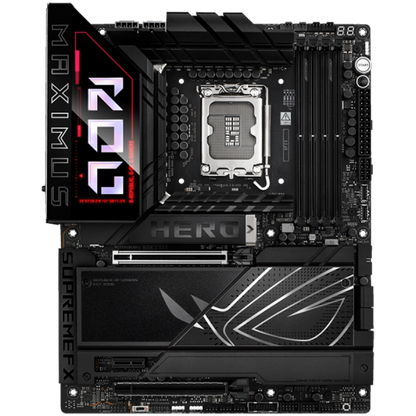 ASUS ROG MAXIMUS Z890 HERO LGA1851 ATX gaming MB - Intel Z890 4xDIMM DDR5 6xM.2 1xSlimSAS 4xSATA PCIe 5.0 5Gb + 2.5Gb Ethernet WiFi 7 + Bluetooth 1xHDMI 2xIntel Thunderbolt 4 ports (USB Type-C) with Aura Sync