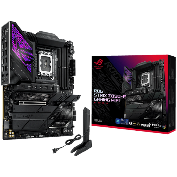 ASUS ROG STRIX Z890-E GAMING WIFI LGA1851 ATX gaming MB - Intel Z890 4xDIMM DDR5 7xM.2 4xSATA PCIe 5.0 5Gb Ethernet WiFi 7 + Bluetooth 1xDisplayPort 1xHDMI 2xIntel Thunderbolt 4 ports (USB Type-C) with Aura Sync