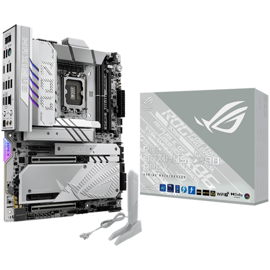 ASUS ROG MAXIMUS Z890 APEX LGA1851 ATX gaming MB - Intel Z890 2xDIMM DDR5 6xM.2 4xSATA PCIe 5.0 5Gb Ethernet WiFi 7 + Bluetooth 2xIntel Thunderbolt 4 ports (USB Type-C) with Aura Sync