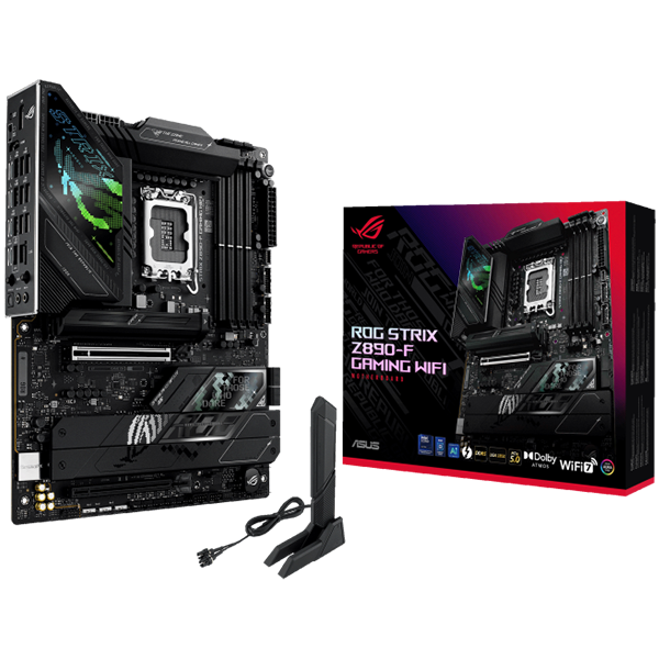 ASUS ROG STRIX Z890-F GAMING WIFI LGA1851 ATX gaming MB - Intel Z890 4xDIMM DDR5 5xM.2 4xSATA PCIe 5.0 2.5Gb Ethernet WiFi 7 + Bluetooth 1xDisplayPort 1xHDMI 2xIntel Thunderbolt 4 ports (USB Type-C) with Aura Sync