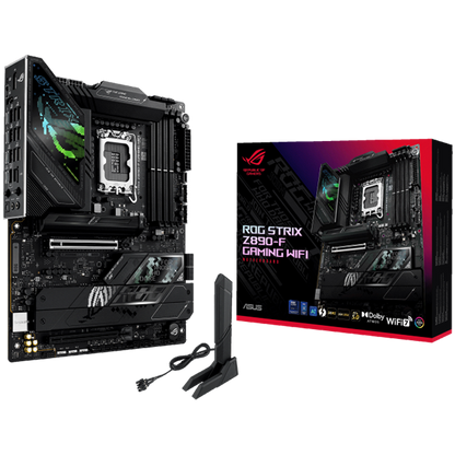 ASUS ROG STRIX Z890-F GAMING WIFI LGA1851 ATX gaming MB - Intel Z890 4xDIMM DDR5 5xM.2 4xSATA PCIe 5.0 2.5Gb Ethernet WiFi 7 + Bluetooth 1xDisplayPort 1xHDMI 2xIntel Thunderbolt 4 ports (USB Type-C) with Aura Sync