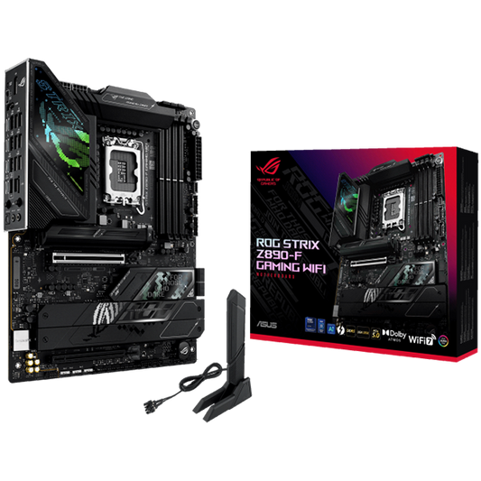 ASUS ROG STRIX Z890-F GAMING WIFI LGA1851 ATX gaming MB - Intel Z890 4xDIMM DDR5 5xM.2 4xSATA PCIe 5.0 2.5Gb Ethernet WiFi 7 + Bluetooth 1xDisplayPort 1xHDMI 2xIntel Thunderbolt 4 ports (USB Type-C) with Aura Sync
