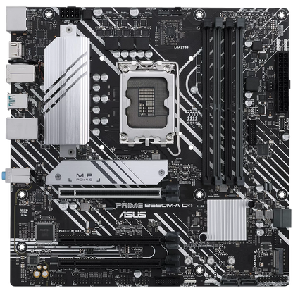 ASUS PRIME B660M-A D4-CSM LGA1700 mATX MB - Intel B660 4xDIMM DDR4 2xM.2 4xSATA PCIe 4.0 1Gb Ethernet 1xDisplayPort 2xHDMI with Aura Sync