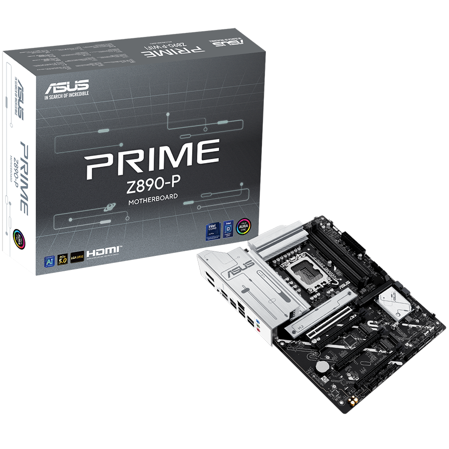 ASUS PRIME Z890-P LGA1851 ATX MB - Intel Z890 4xDIMM DDR5 4xM.2 4xSATA PCIe 5.0 2.5Gb Ethernet 1xDisplayPort 1xHDMI 1xUSB 20Gbps port (USB Type-C) with Aura Sync
