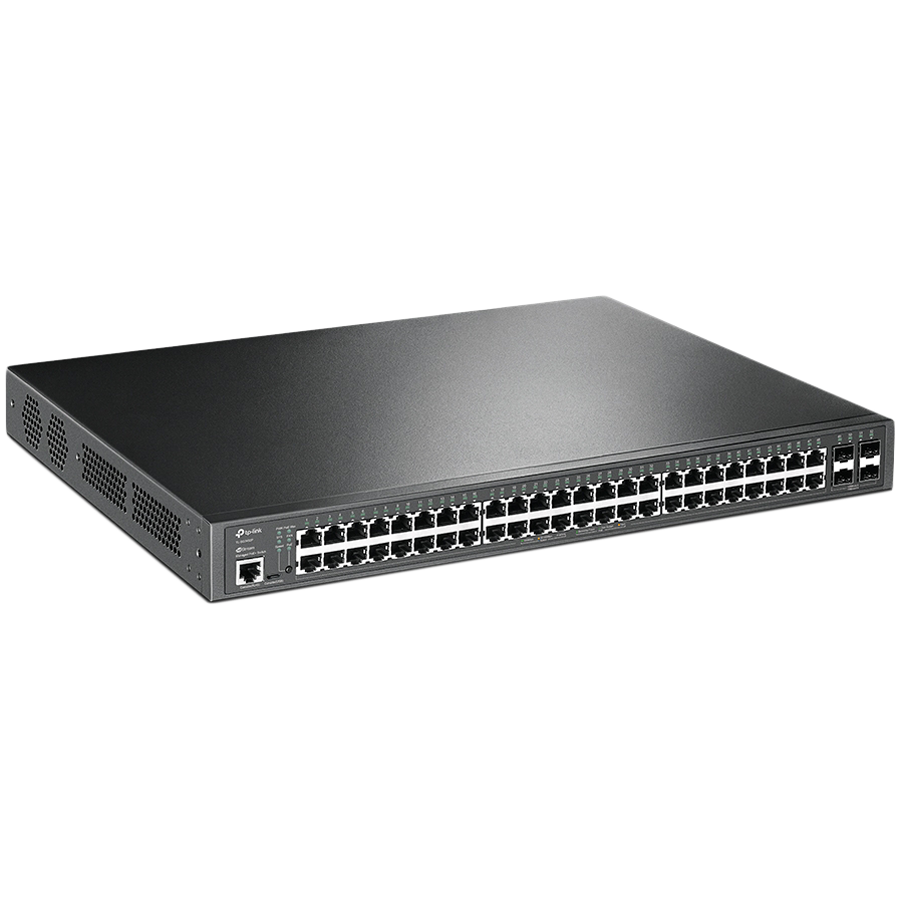TP-Link SG3452P Omada 52-Port Gigabit L2+ Managed Switch with 48-Port PoE+, 48×Gigabit 802.3af/at PoE+ ports and 4×Gigabit SFP slots, 384 W total PoE budget,SDN, Omada app, Static Routing,VLAN,ACL,QoS, IGMP Snooping, ERPS, Zero-Touch Provisioning