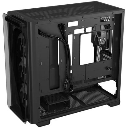 ASUS A23 PLUS Tempered Glass microATX case Black, support for hidden-connector motherboards, 360 mm radiators and 380 mm graphics cards, four pre-installed ARGB fans and clean cable management