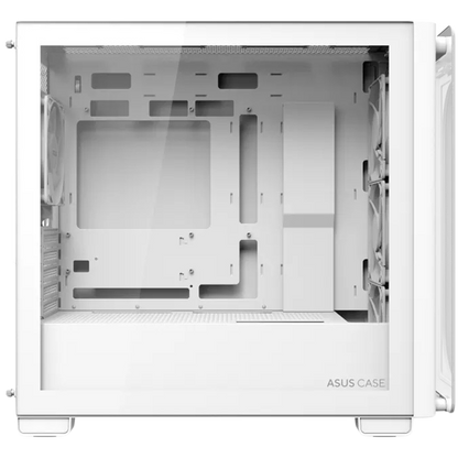 ASUS A23 PLUS Tempered Glass microATX case White, support for hidden-connector motherboards, 360 mm radiators and 380 mm graphics cards, four pre-installed ARGB fans and clean cable management