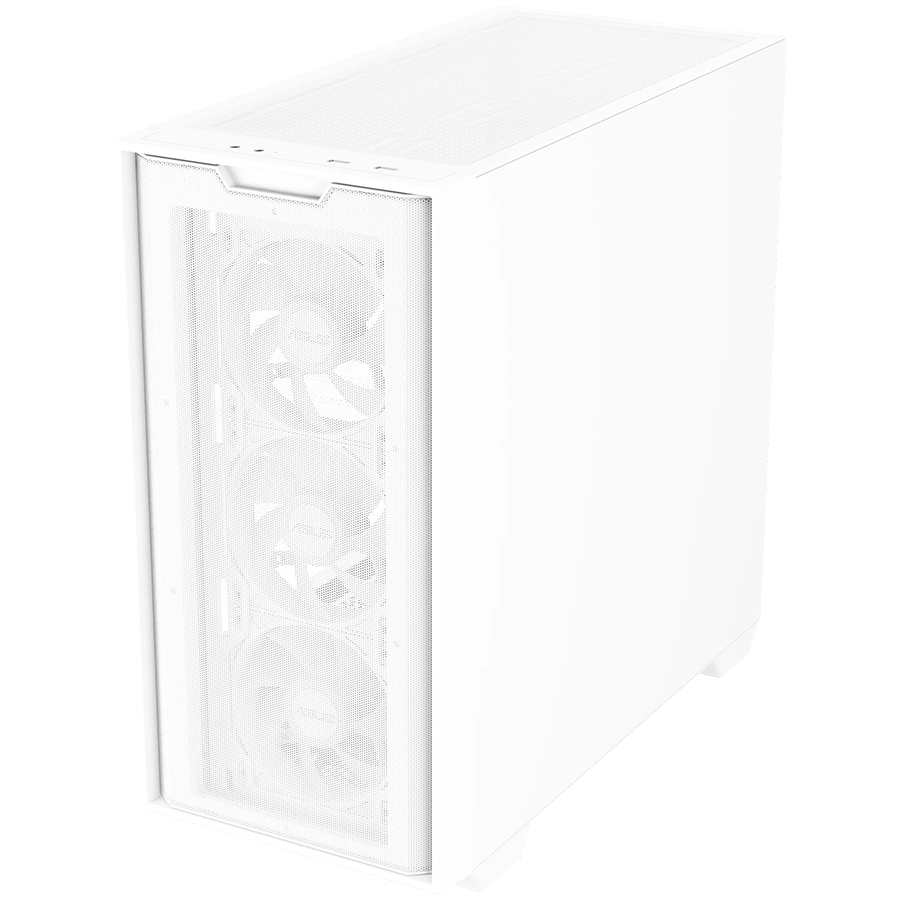 ASUS A21 PLUS Tempered Glass microATX case White, support for hidden-connector motherboards, 360 mm radiators and 380 mm graphics cards, four pre-installed ARGB fans and clean cable management