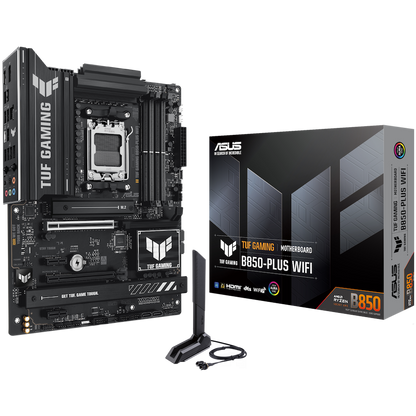 ASUS TUF GAMING B850-PLUS WIFI AM5 ATX gaming MB - AMD B850 4xDIMM DDR5 3xM.2 4xSATA PCIe 5.0 2.5Gb Ethernet WiFi 7 + Bluetooth 1xDisplayPort 1xHDMI with Aura Sync