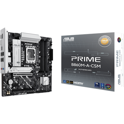 ASUS PRIME B860M-A-CSM LGA1851 mATX MB - Intel B860 4xDIMM DDR5 2xM.2 4xSATA PCIe 5.0 2.5Gb Ethernet 2xDisplayPort 1xHDMI with Aura Sync