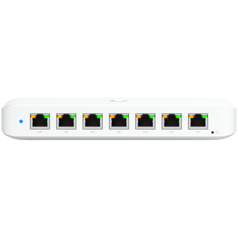 Ubiquiti USW-Ultra-60W Layer 2, 8-port GbE PoE switch: 7x GbE PoE+ output ports, GbE port with optional PoE++ input