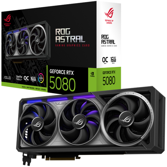ASUS Video Card NVidia ROG Astral GeForce RTX 5080 OC Edition 16GB GDDR7 (ROG-ASTRAL-RTX5080-O16G-GAMING) VGA, PCIe 5.0, 2xHDMI 2.1b, 3xDisplayPort 2.1b