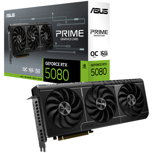 ASUS Video Card NVidia Prime GeForce RTX 5080 OC Edition 16GB GDDR7 (PRIME-RTX5080-O16G) VGA, PCIe 5.0, 1xHDMI 2.1b, 3xDisplayPort 2.1b