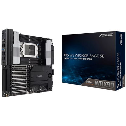 ASUS PRO WS WRX90E-SAGE SE sTR5 EEB workstation MB - AMD WRX90 8xDIMM DDR5 ECC 4xM.2 4xSATA 2xSlimSAS PCIe 5.0 Dual 10Gb + 1Gb Ethernet with multi-GPU support