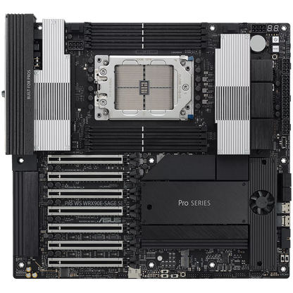ASUS PRO WS WRX90E-SAGE SE sTR5 EEB workstation MB - AMD WRX90 8xDIMM DDR5 ECC 4xM.2 4xSATA 2xSlimSAS PCIe 5.0 Dual 10Gb + 1Gb Ethernet with multi-GPU support