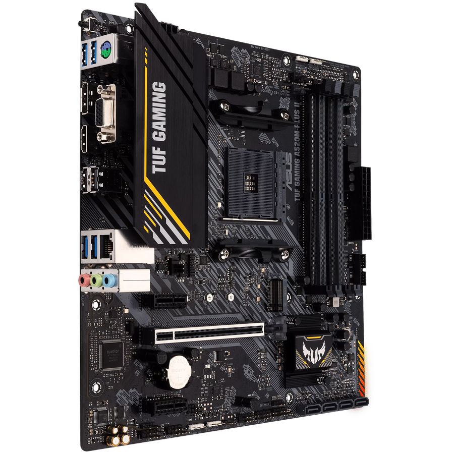 ASUS TUF GAMING A520M-PLUS II AM4 mATX MB - AMD A520 4xDIMM DDR4 1xM.2 4xSATA PCIe 3.0 1Gb Ethernet 1xD-SUB 1xDisplayPort 1xHDMI and AURA Addressable Gen 2 headers