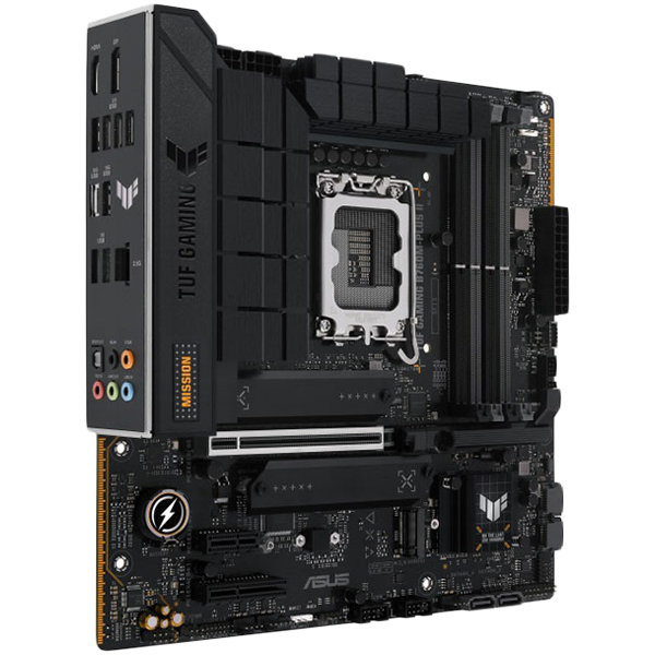 Intel B760 (LGA 1700) mATX motherboard with DDR5, PCIe 5.0 slot, three PCIe 4.0 M.2 slots, 12+1 DrMOS, Realtek 2.5Gb Ethernet, DisplayPort, HDMITM, Front USB 10Gbps Type-C, Aura Sync