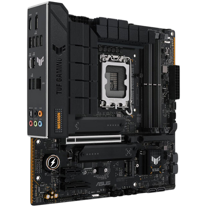 Intel B760 (LGA 1700) mATX motherboard with DDR5, PCIe 5.0 slot, three PCIe 4.0 M.2 slots, 12+1 DrMOS, Realtek 2.5Gb Ethernet, DisplayPort, HDMITM, Front USB 10Gbps Type-C, Aura Sync