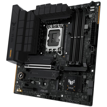 Intel B760 (LGA 1700) mATX motherboard with DDR5, PCIe 5.0 slot, three PCIe 4.0 M.2 slots, 12+1 DrMOS, Realtek 2.5Gb Ethernet, DisplayPort, HDMITM, Front USB 10Gbps Type-C, Aura Sync