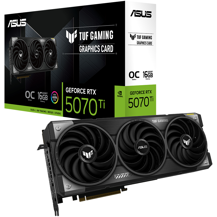 ASUS Video Card NVidia TUF Gaming GeForce RTX 5070 Ti OC Edition 16GB GDDR7 (TUF-RTX5070TI-O16G-GAMING) VGA, PCIe 5.0, 2xHDMI 2.1b, 3xDisplayPort 2.1b