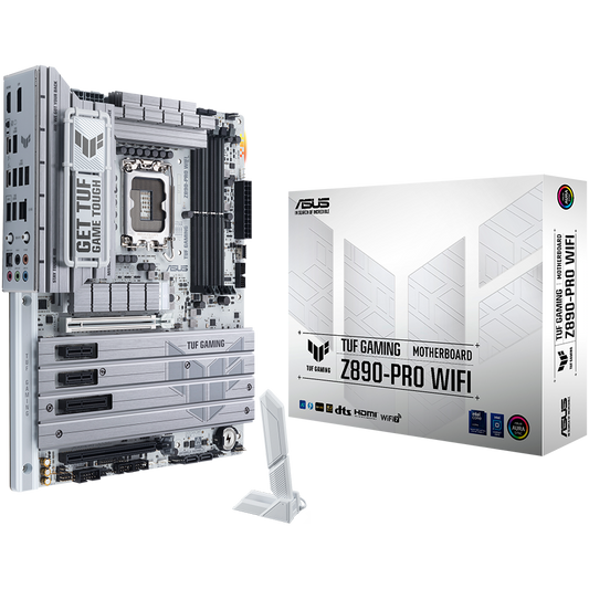 ASUS TUF GAMING Z890-PRO WIFI LGA1851 ATX gaming MB - Intel Z890 4xDIMM DDR5 4xM.2 4xSATA PCIe 5.0 2.5Gb Ethernet WiFi 7 + Bluetooth 1xDisplayPort 1xHDMI 2xIntel Thunderbolt 4 ports (USB Type-C) with Aura Sync