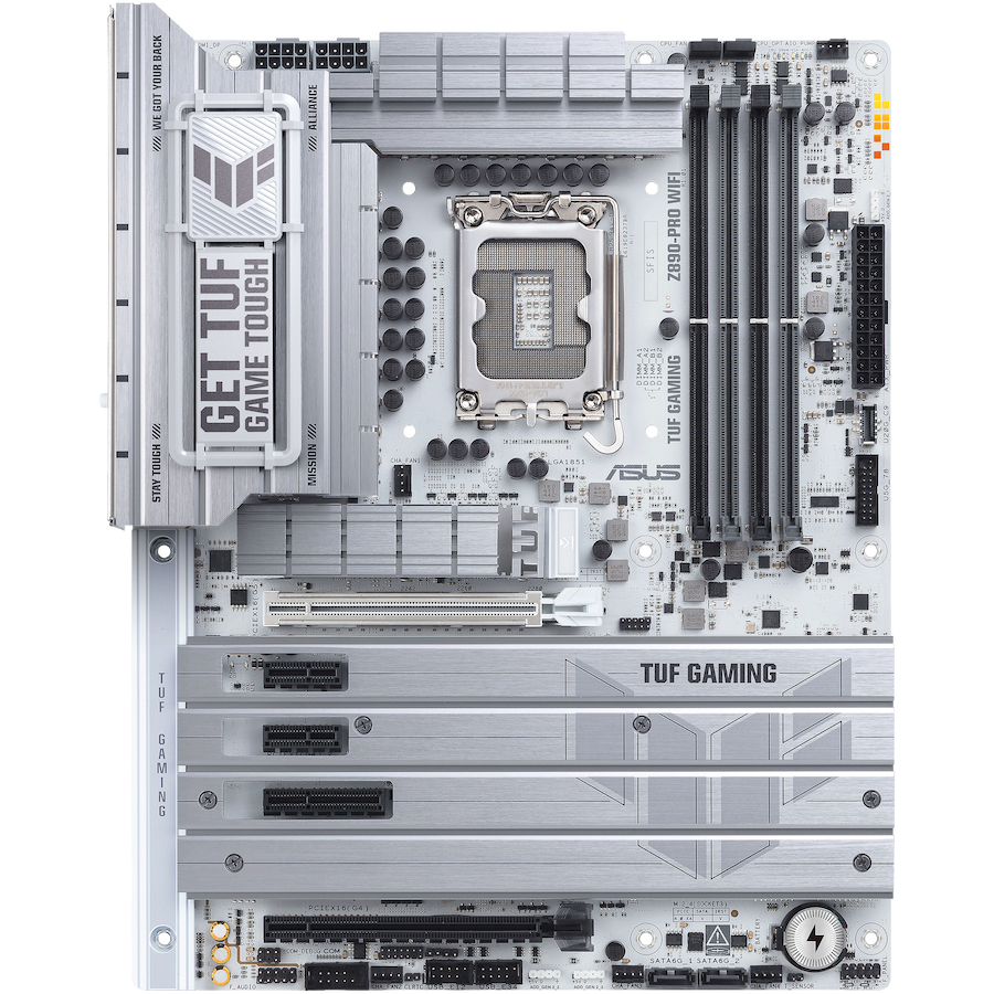 ASUS TUF GAMING Z890-PRO WIFI LGA1851 ATX gaming MB - Intel Z890 4xDIMM DDR5 4xM.2 4xSATA PCIe 5.0 2.5Gb Ethernet WiFi 7 + Bluetooth 1xDisplayPort 1xHDMI 2xIntel Thunderbolt 4 ports (USB Type-C) with Aura Sync