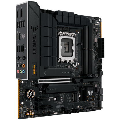 ASUS TUF GAMING B760M-PLUS WIFI II LGA1700 mATX MB - Intel B760 4xDIMM DDR5 3xM.2 4xSATA PCIe 5.0 2.5Gb Ethernet WiFi 6E + Bluetooth 1xDisplayPort 1xHDMI with Aura Sync support