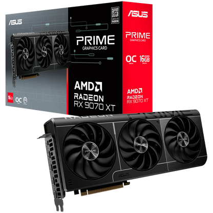 ASUS Video Card AMD Prime Radeon RX 9070 XT OC Edition 16GB GDDR6 (PRIME-RX9070XT-O16G) VGA, PCIe 5.0, 1xHDMI 2.1b, 3xDisplayPort 2.1a