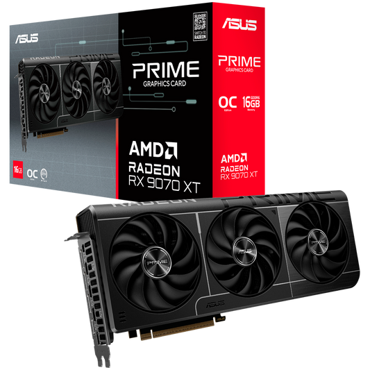 ASUS Video Card AMD Prime Radeon RX 9070 XT OC Edition 16GB GDDR6 (PRIME-RX9070XT-O16G) VGA, PCIe 5.0, 1xHDMI 2.1b, 3xDisplayPort 2.1a