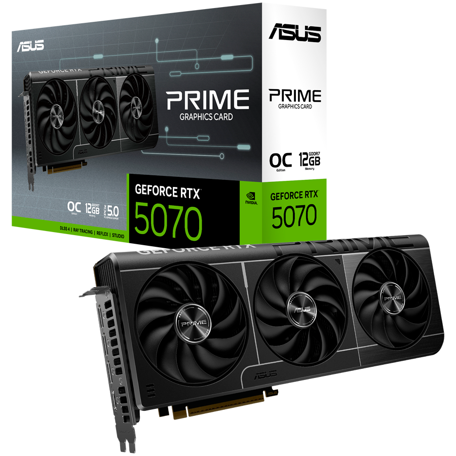 ASUS Video Card NVidia Prime GeForce RTX 5070 OC Edition 12GB GDDR7 (PRIME-RTX5070-O12G) VGA, PCIe 5.0, 1xHDMI 2.1b, 3xDisplayPort 2.1b
