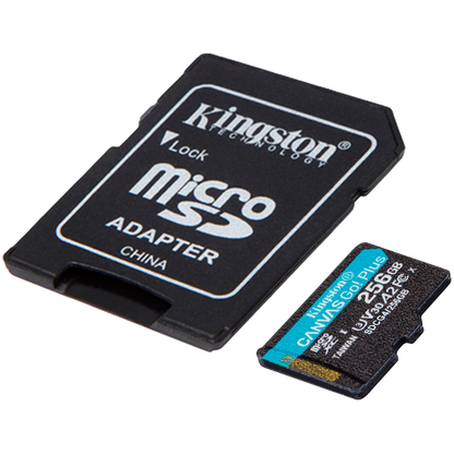 Kingston 256GB microSDXC Canvas Go Plus Gen4 200MB/s A2 U3 V30 Card + Adapter