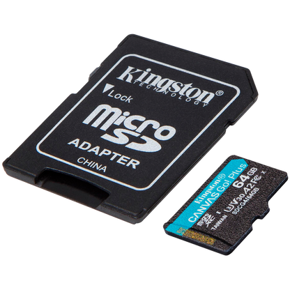 Kingston 64GB microSDXC Canvas Go Plus Gen4 200MB/s A2 U3 V30 Card + Adapter