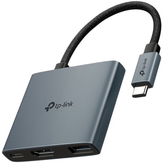 TP-Link UH3020C USB Type-C 3-Port Hub, 1 x USB-C Connector,1 x HDMI 4K 60Hz Port, 1 x USB-C PD 100W Port,1 x USB-A 3.0 Ports, Plug and Play, Self-storage for Connector, Fast Heat Dissipation, Flexible and Durable