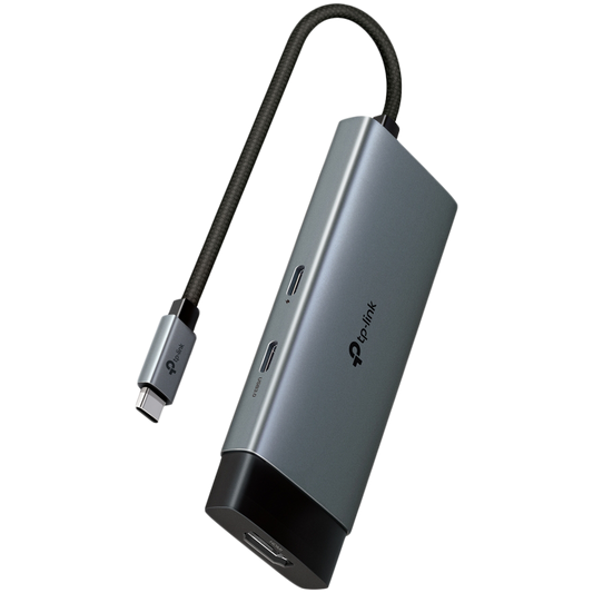 TP-Link UH5020C USB Type-C 5-Port Hub, 1x USB-C Connector, 1x HDMI 4K 60Hz Port, 1x USB-C PD 100W Port, 2x USB-A 3.0 Ports, 1x USB-C 3.0 Port, Plug and Play, Self-storage for Connector, Fast Heat Dissipation, Flexible and Durable