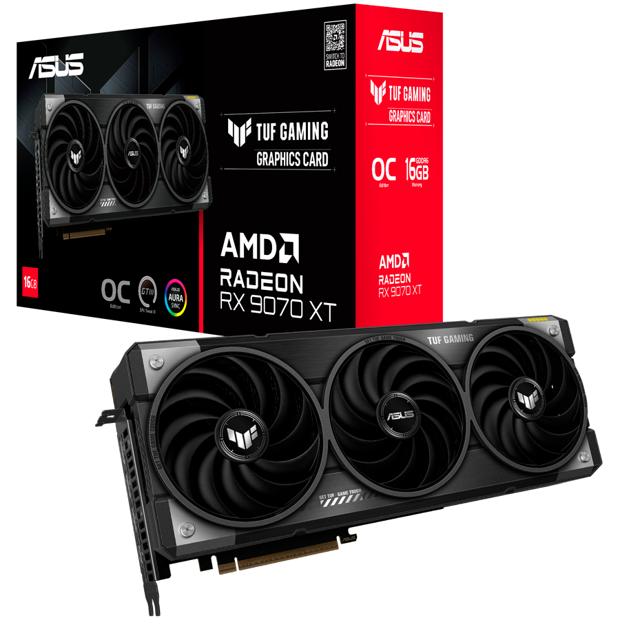 ASUS Video Card AMD TUF Gaming Radeon RX 9070 XT OC Edition 16GB GDDR6 (TUF-RX9070XT-O16G-GAMING) VGA, PCIe 5.0, 1xHDMI 2.1b, 3xDisplayPort 2.1a