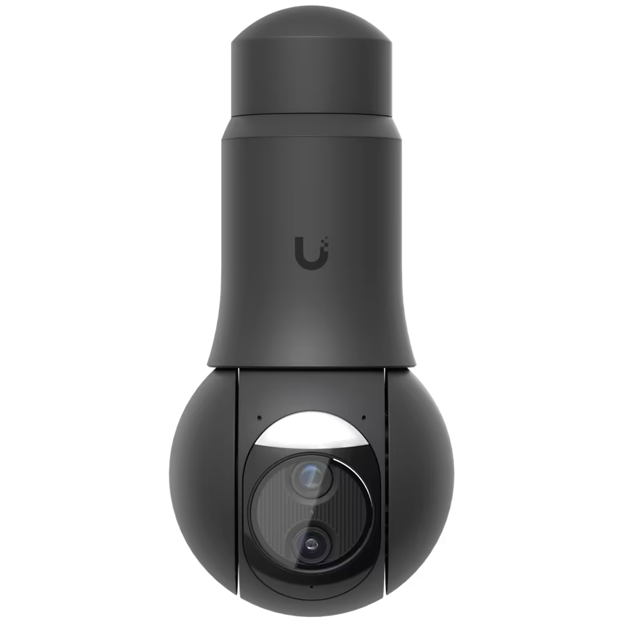 Ubiquiti UVC-G6-PTZ-B All-weather, 4K dual-lens camera with 10x hybrid zoom, 1/1.8" 8MP image sensor, Multi-TOPS AI Engine, and ultra-low latency pan-tilt-zoom control for motion tracking