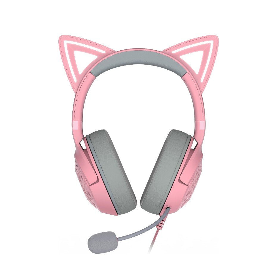 Kraken Kitty V2 - Pink, Gaming headset, Kitty Ears, Stream Reactive Lighting, HyperClear Cardioid Mic, 40 mm TriForce Drivers, Built into the earcups microphone, Razer Chroma RGB (Ear and Earcups), Surround sound: Only available on Windows 10 64-bit