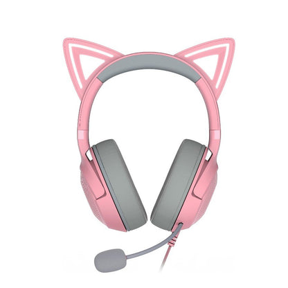 Kraken Kitty V2 - Pink, Gaming headset, Kitty Ears, Stream Reactive Lighting, HyperClear Cardioid Mic, 40 mm TriForce Drivers, Built into the earcups microphone, Razer Chroma RGB (Ear and Earcups), Surround sound: Only available on Windows 10 64-bit