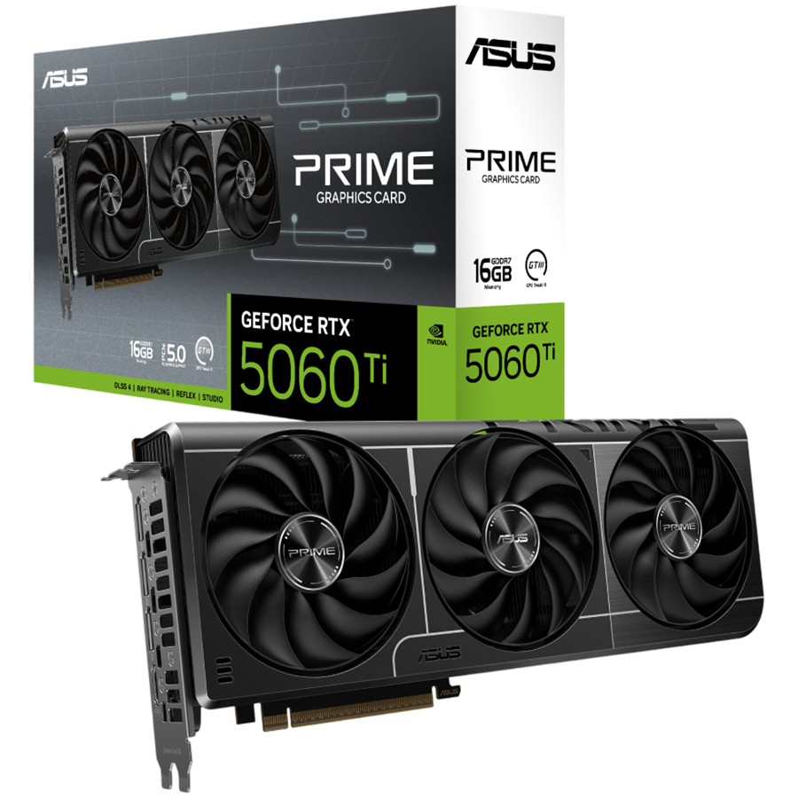 ASUS Video Card NVidia Prime GeForce RTX 5060 Ti 16GB GDDR7 (PRIME-RTX5060TI-16G) VGA, PCIe 5.0, 1xHDMI 2.1b, 3xDisplayPort 2.1b