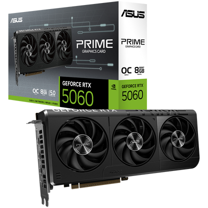 ASUS Video Card NVidia Prime GeForce RTX 5060 OC Edition 8GB GDDR7 (PRIME-RTX5060-O8G) VGA, PCIe 5.0, 1xHDMI 2.1b, 3xDisplayPort 2.1b