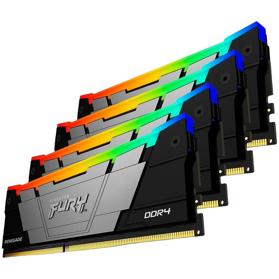 Kingston 64GB 3200MT/s DDR4 CL16 DIMM (Kit of 4) 1Gx8 FURY Renegade RGB