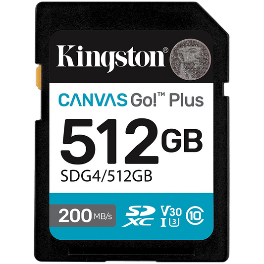 KINGSTON 512GB SDXC Canvas Go Plus Gen4 200MB/s C10 UHS-I U3 V30