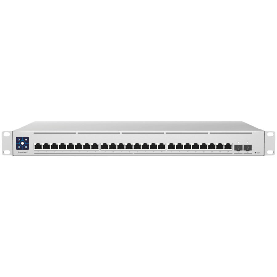 Ubiquiti Layer 3 switch with (24) 10GbE RJ45 ports and (2) 25G SFP28 ports