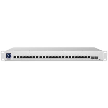 Ubiquiti Layer 3 switch with (24) 10GbE RJ45 ports and (2) 25G SFP28 ports